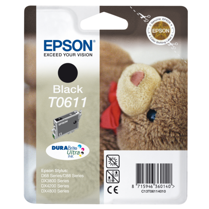 Epson  C13T06114010 Druckerpatrone T0611 pigmentiertes schwarz | 08715946360140
