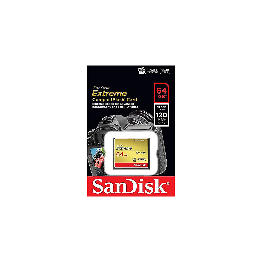 SanDisk Extreme 64 GB CompactFlash Speicherkarte (120 MB/s)