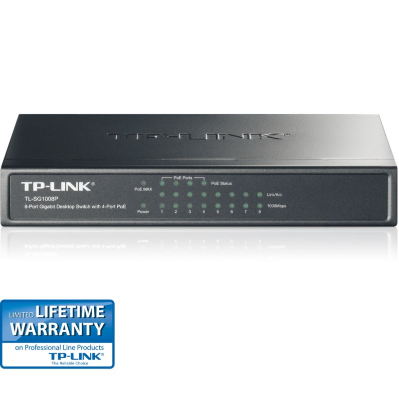Tp Link Tl Sg1008p 8x Port Desktop Gigabit Unmanaged Switch Mit 4x Poe Cyberport