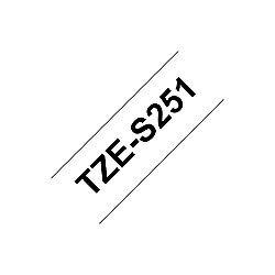 Brother TZe-S251 Schriftband stark klebend 24mm x 8m schwarz auf wei&szlig; laminiert