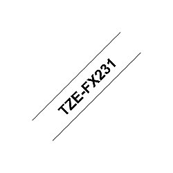 Brother TZe FX231 Flexi-Tape - schwarz auf wei&szlig; - 12mm x 8m f&uuml;r P-Touch