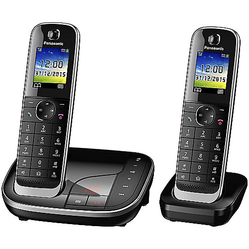 Panasonic KX-TGJ322GB schnurloses Duo DECT Festnetztelefon inkl. AB, schwarz
