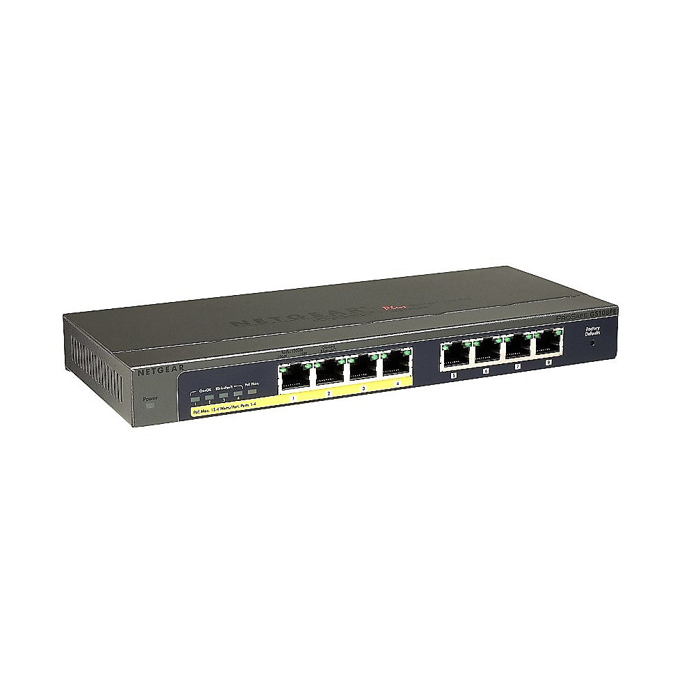 Netgear GS108PE ProSafe Plus 8-Port Gigabit Ethernet Switch / 4-PoE Ports/IGMP