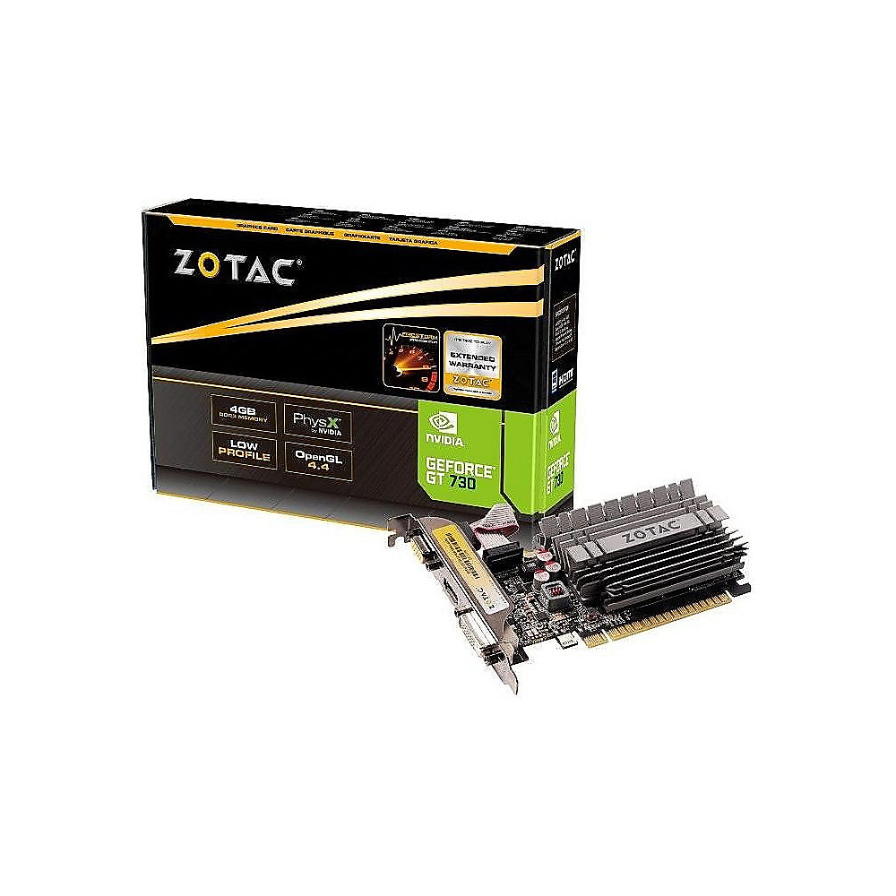 Zotac GeForce GT 730 Zone Edition 4GB DDR3 Grafikkarte LP DVI/HDMI/VGA