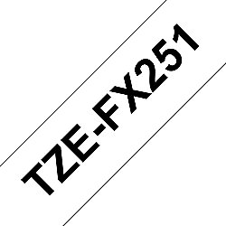 Brother TZe-FX251 Schriftband, 12mm x 8m, schwarz auf weiss, Flexi-Tape