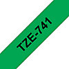 Brother TZe-741 Schriftband, schwarz auf grün, 18mm x 8m, selbstklebend
