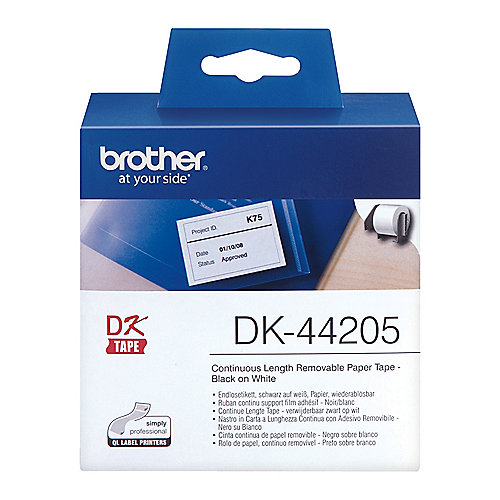Brother DK44205 wieder ablösbare Klebe-Etiketten, Papier, 62mm x 30,48m