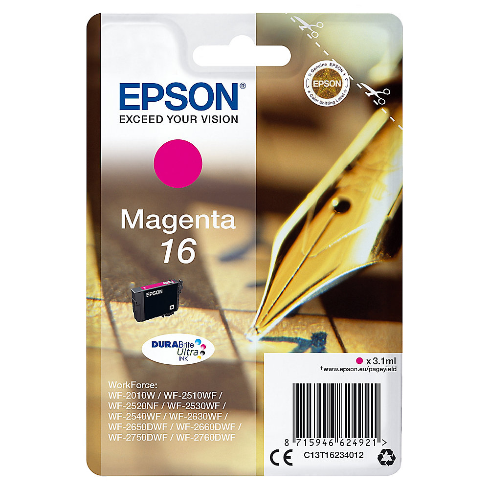 Epson C13T16234012 Druckerpatrone 16 DURABrite Ultra magenta