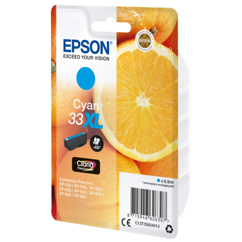 Epson  C13T33624012 Druckerpatrone 33XL cyan Claria Premium Ink | 08715946626307