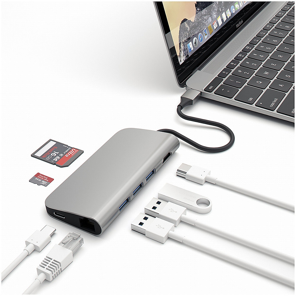 Satechi USB-C Hub Multi-Port Adapter 4K Space Gray