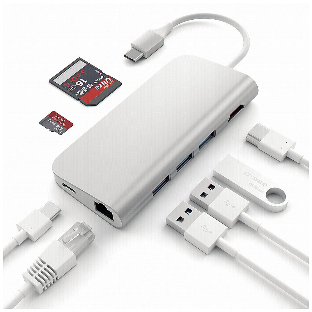 Satechi USB-C Hub Multi-Port Adapter 4K silber
