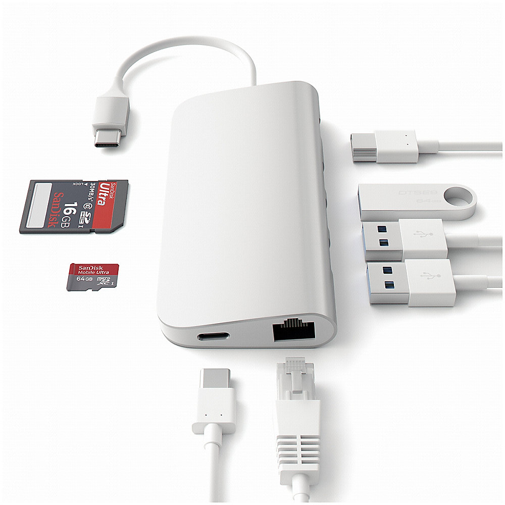 Satechi USB-C Hub Multi-Port Adapter 4K silber