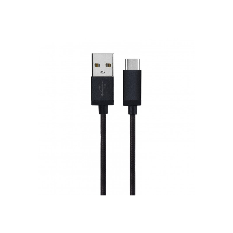 Xqisit  Charge and Sync Cotton USB-C zu USB-A Kabel 1,8m schwarz | 04029948057583