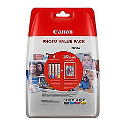 Canon CLI-571XL C/M/Y/BK Tinten-Multipack + 50 Blatt Foto Papier PP-201
