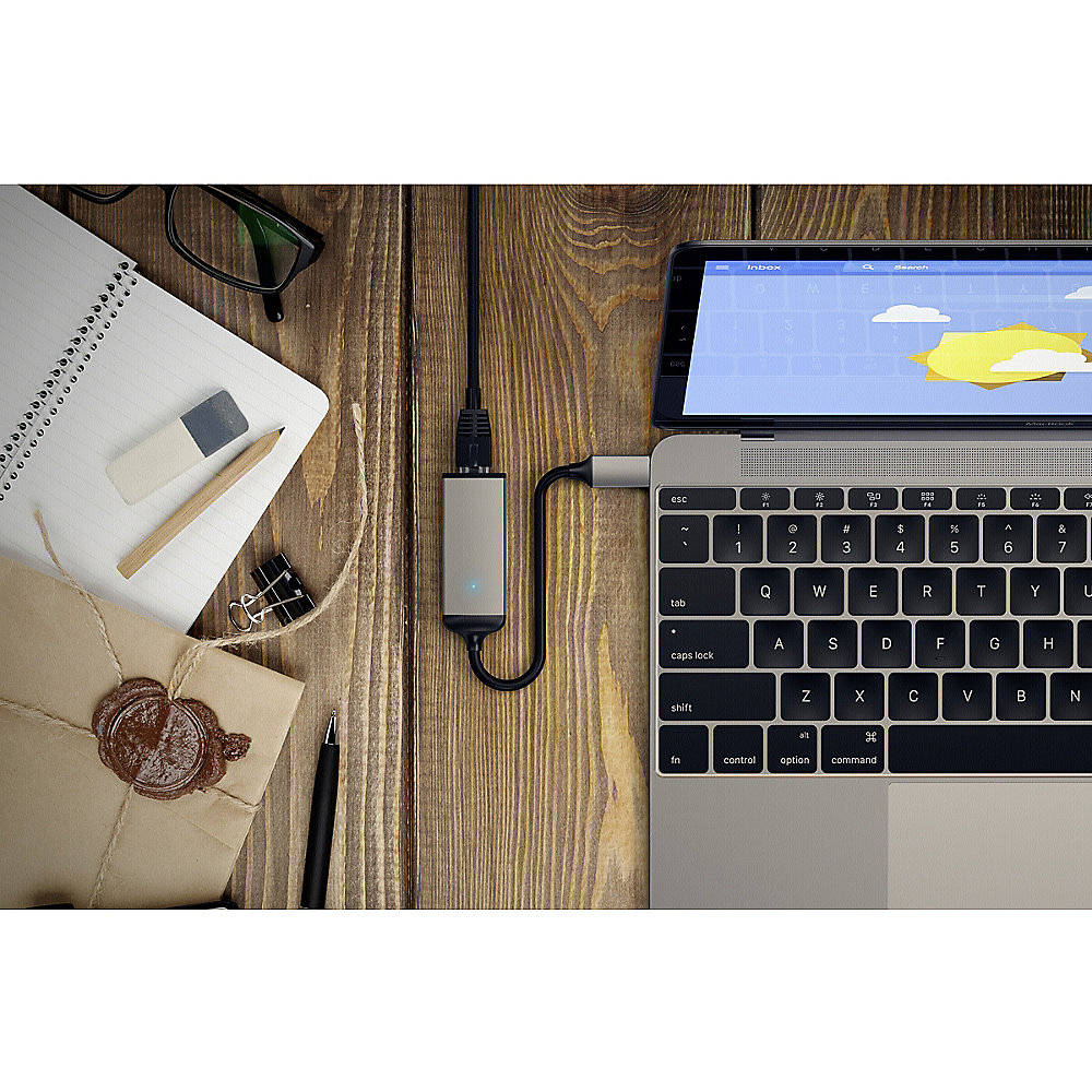 Satechi USB-C auf Ethernet Adapter Space Gray