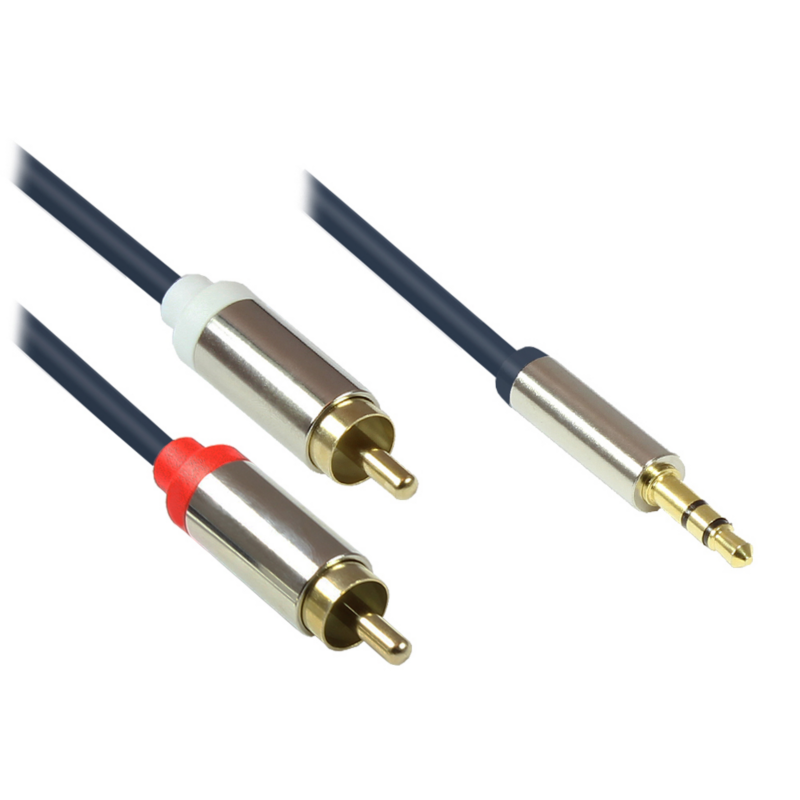 Good Connections  3,5mm Klinkenkabel 5m Stecker zu 2x RCA Stecker dunkelblau | 04014619718689