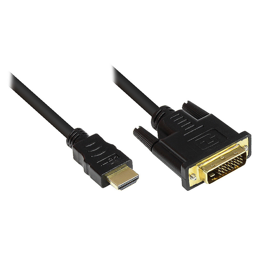 Good Connections HDMI Anschlusskabel A St. zu DVI-D St. 24K vergoldet schwarz 1m