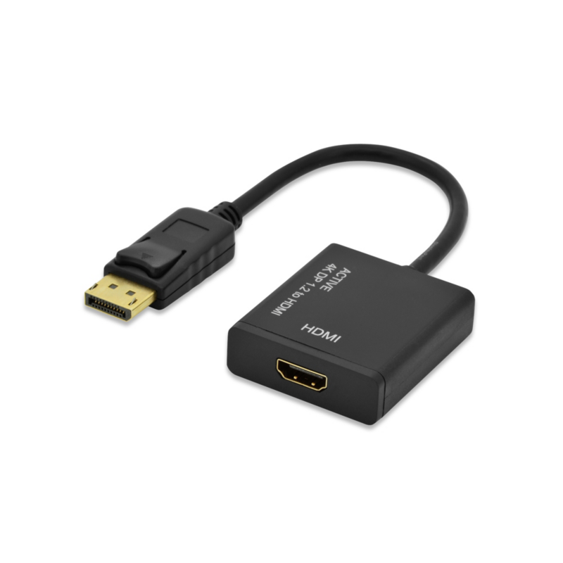 Ednet  DisplayPort Adapterkabel 0,2m DP zu HDMI 4K Ultra HD aktiv St./Bu. schwarz | 04054007845177