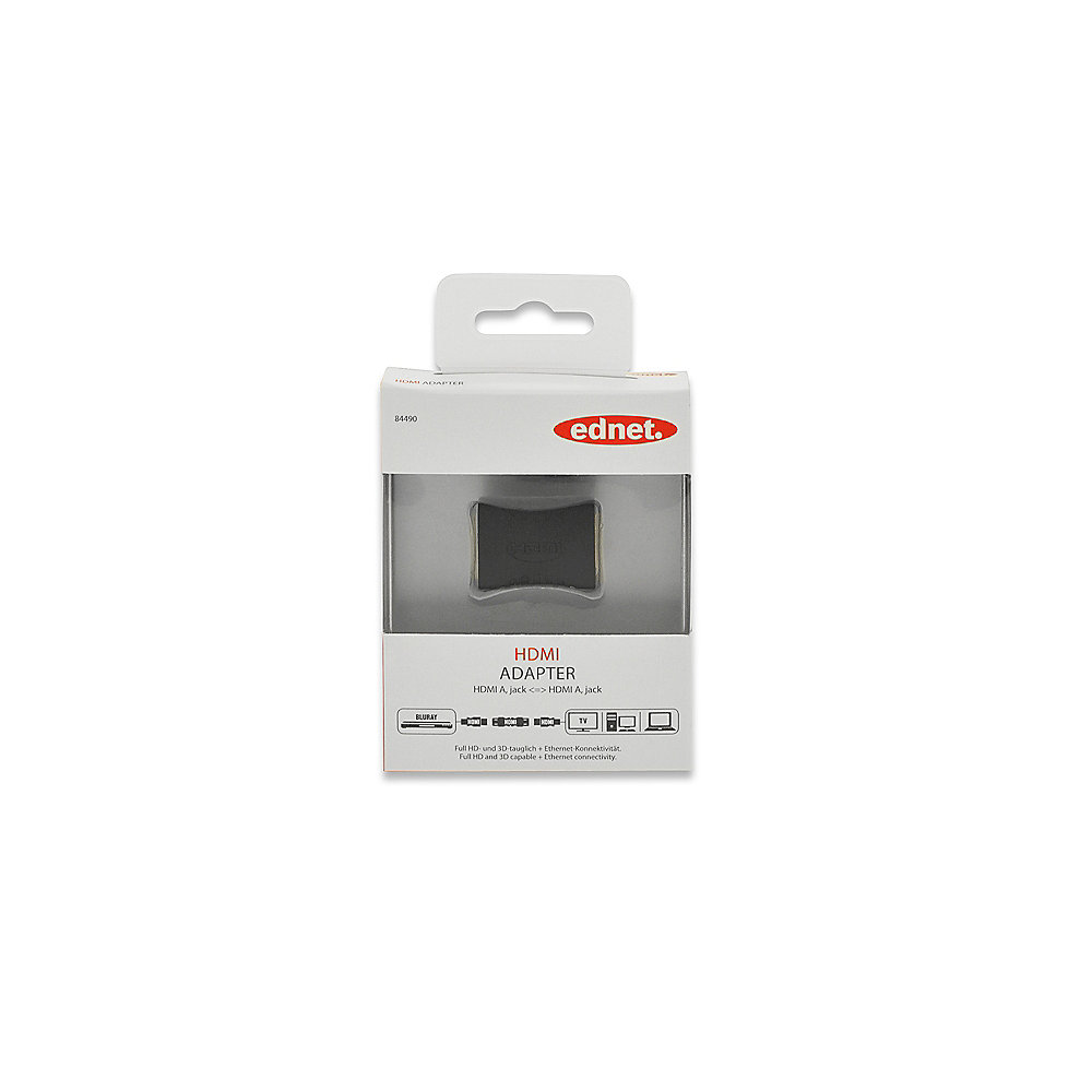 ednet HDMI Adapter A Bu./A Bu. 4K/3D tauglich vergoldet schwarz