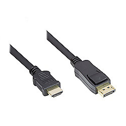 Good Connections 2,0m Displayport zu HDMI Anschlusskabel schwarz 24K vergoldet