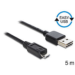 Delock Kabel EASY-USB 2.0 Typ-A Stecker &amp;gt; USB 2.0 Typ Micro-B Stecker 5m schwarz