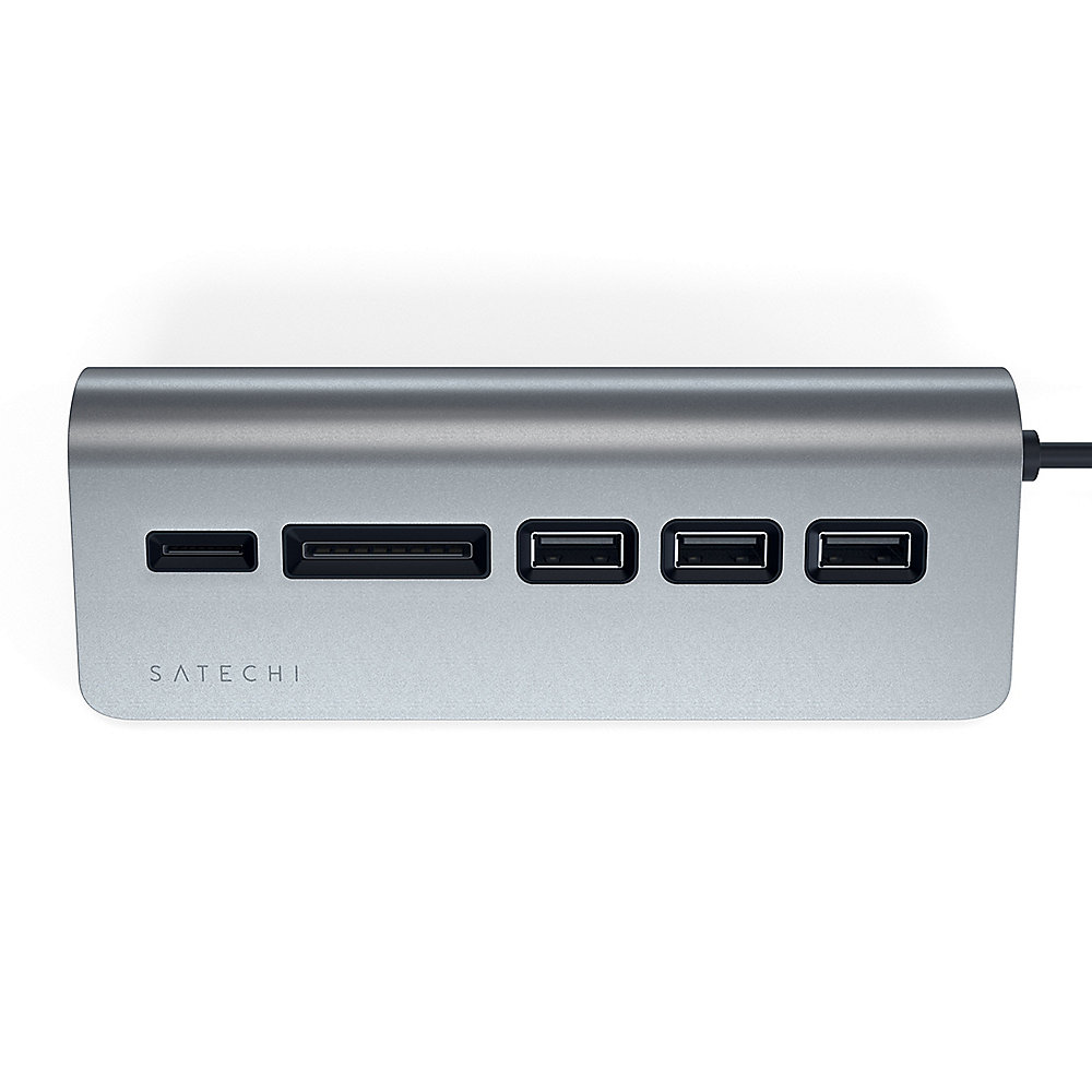 Satechi Type-C Aluminium USB Hub &amp; Card Reader space gray