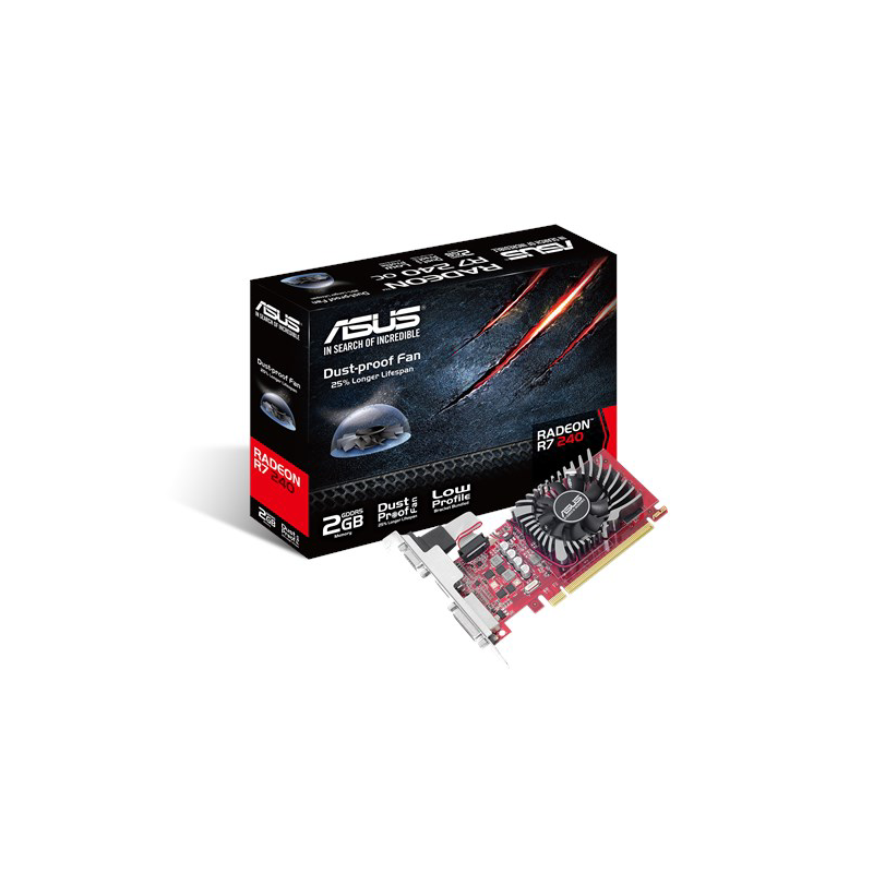 Asus  AMD Radeon R7 240 2GB GDDR5 Grafikkarte DVI/HDMI/VGA, Low Profile | 04712900881646