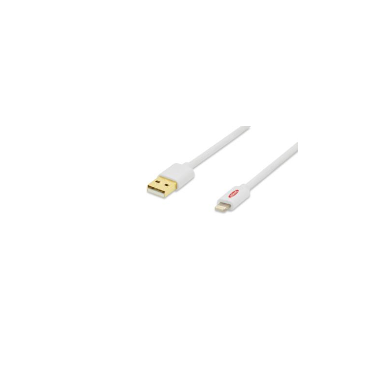 Ednet  iPhone Lade- and Datenkabel 3m USB2.0 A zu Lightning iP5/6/7 St./St. weiß | 04054007310354