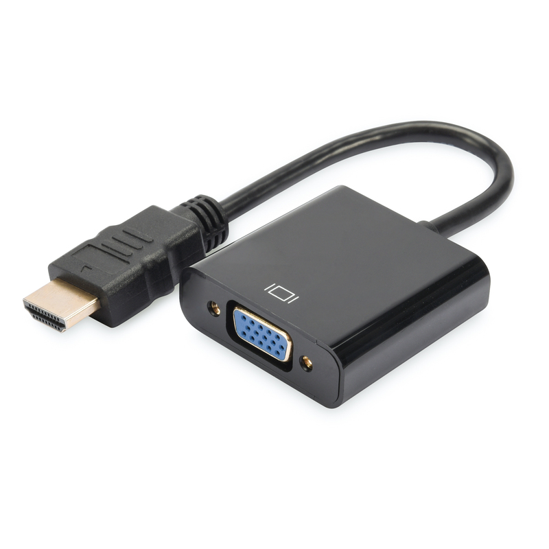 Digitus  HDMI Adapter HDMI-A zu VGA St./Bu. schwarz | 04016032368007