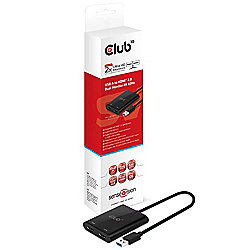 Club 3D SenseVision USB-A auf HDMI 2.0 Adapter Dual Monitor 4K 60Hz schwarz