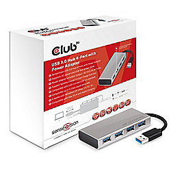 Club 3D SenseVision USB 3.0 4-Port HUB mit Netzteil silber