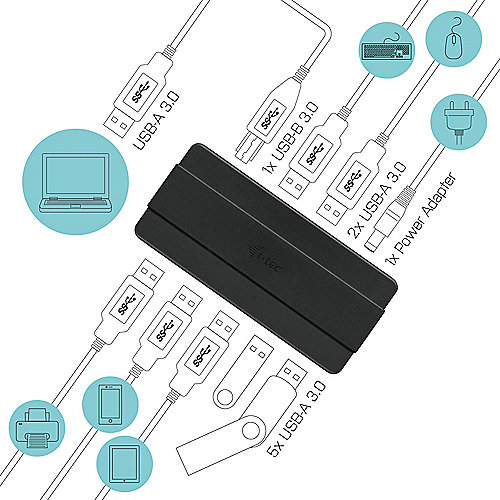 i-tec USB 3.0 Advance Charging 7-Port HUB Aktiv mit Netzadapter