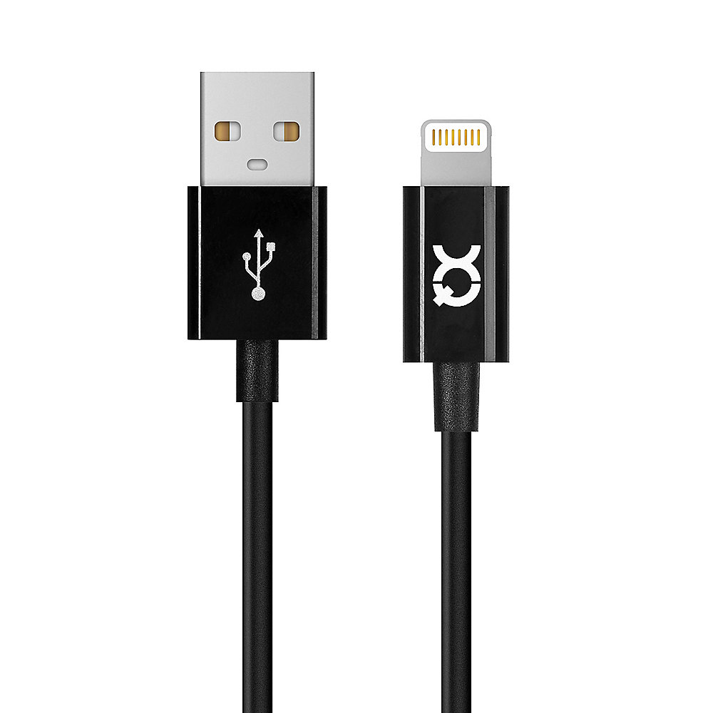 xqisit Charge &amp; Sync Lightning zu USB-A Kabel 1m schwarz