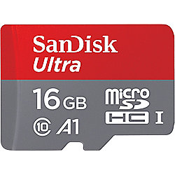 SanDisk Ultra 16 GB microSDHC Speicherkarte Kit (98 MB/s, Class 10, A1)