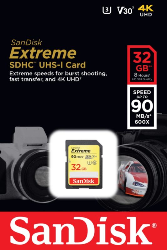 Sandisk Extreme 32 Gb Sdhc Speicherkarte 90 Mb S Class 10 U3 V30 Cyberport