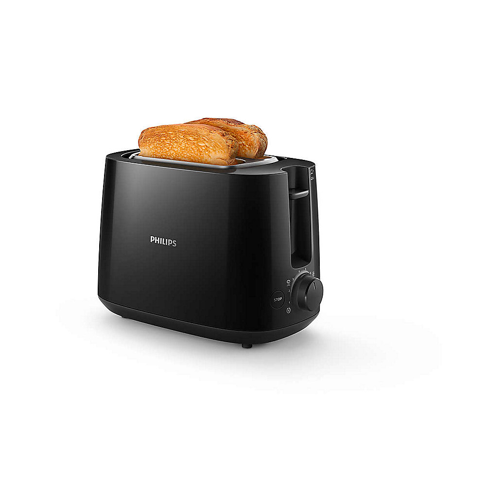 Philips HD2581/90 Daily Collection Toaster schwarz Brötchenaufsatz