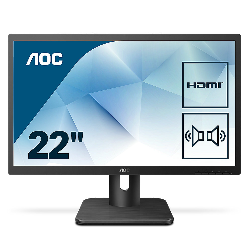 AOC 22E1D 54,7cm (21,5") FHD Monitor 16:9 VGA/DVI/HDMI 2ms 250cd/m² 20Mio:1