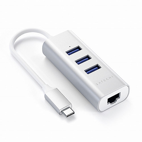 Satechi Type-C 2-in-1 3 Port USB 3.0 Hub &amp; Ethernet silber