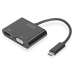 DIGITUS USB 3.1 Typ-C zu VGA/HDMI Grafikadapter schwarz