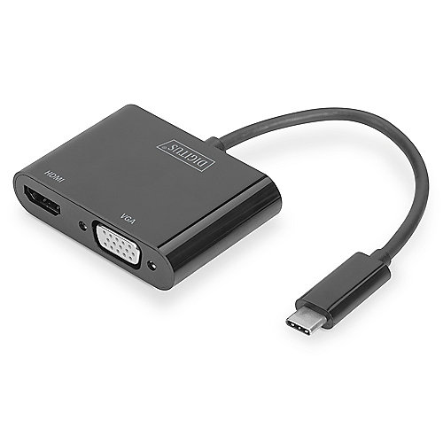 DIGITUS USB 3.1 Typ-C zu VGA/HDMI Grafikadapter schwarz
