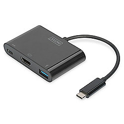Digitus USB Typ-C auf HDMI Multiport Adapter 3-Port schwarz