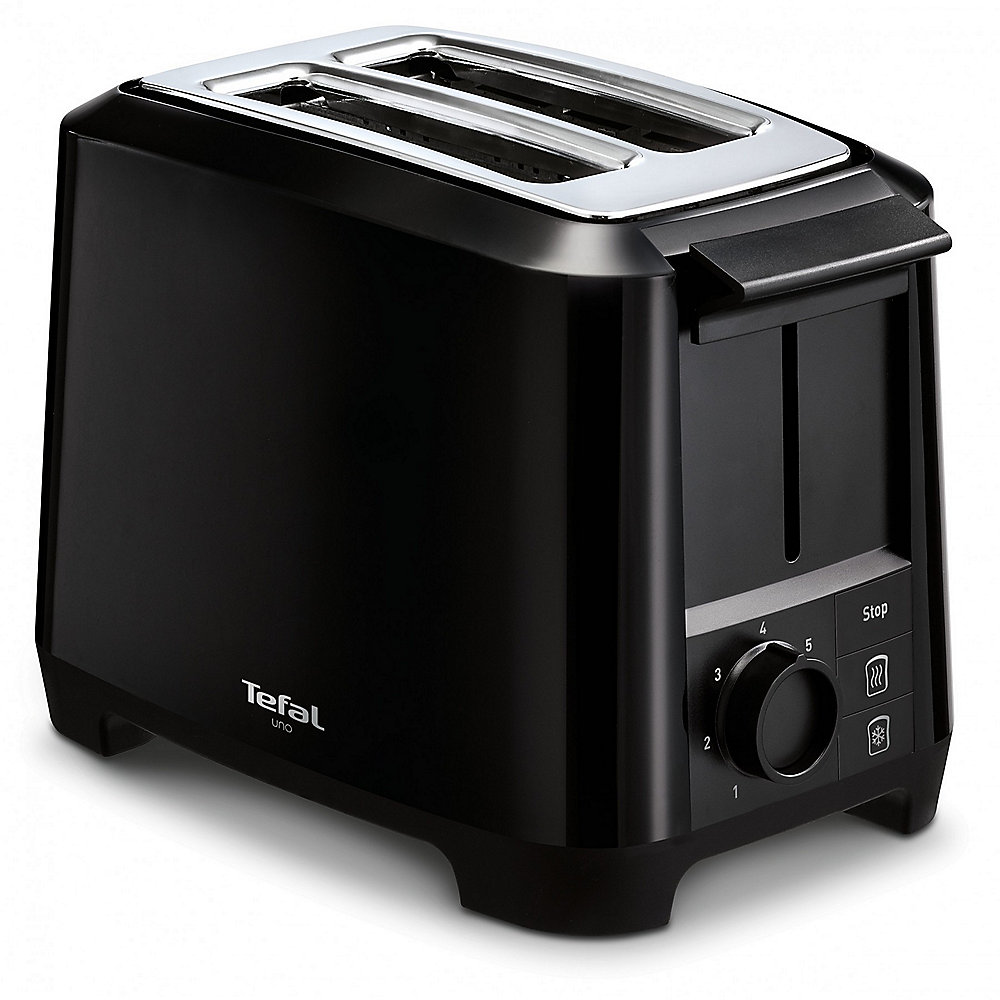 Tefal TT1408 Toaster Uno 2S 800W Schwarz mit Brötchenaufsatz
