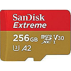 SanDisk Extreme 256GB microSDXC Speicherkarte Kit 90 MB/s, Class 10, U3, V30, A2