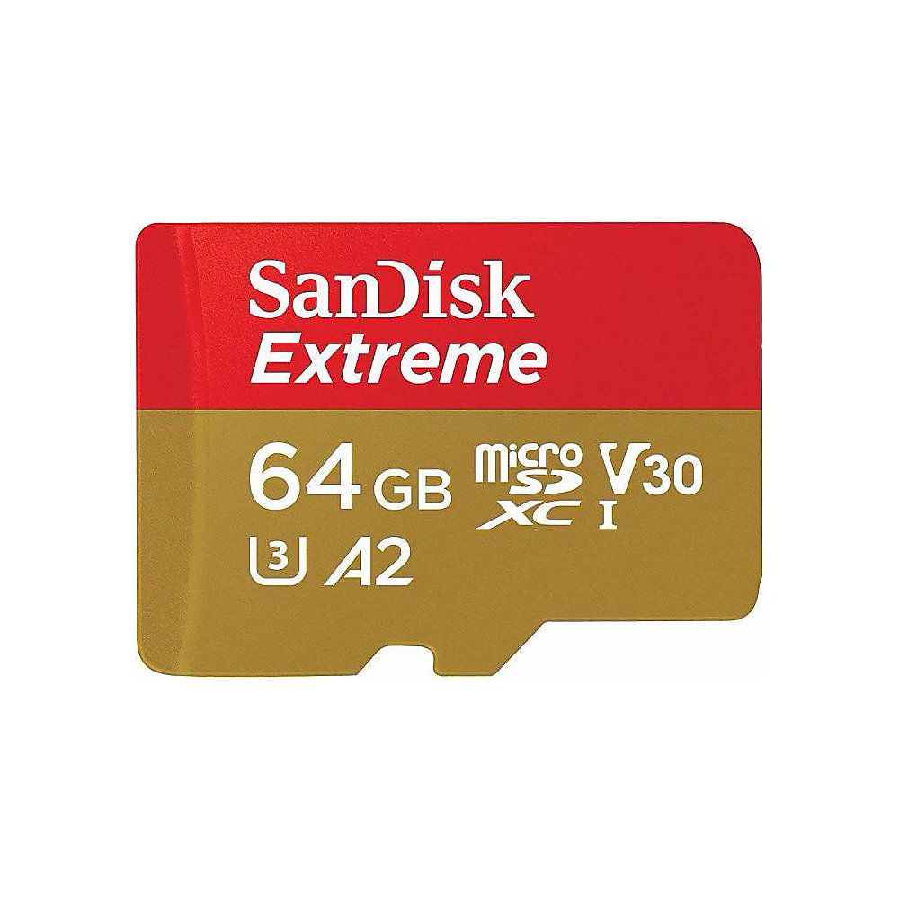 SanDisk Extreme 64GB microSDXC Speicherkarte Kit 60 MB/s, Class 10, U3, V30, A2