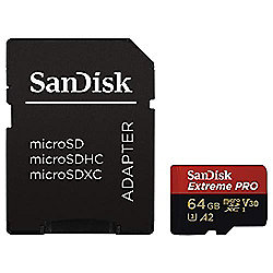 SanDisk Extreme Pro 64GB microSDXC Speicherkarte Kit 90 MB/s, Class 10, U3, A2