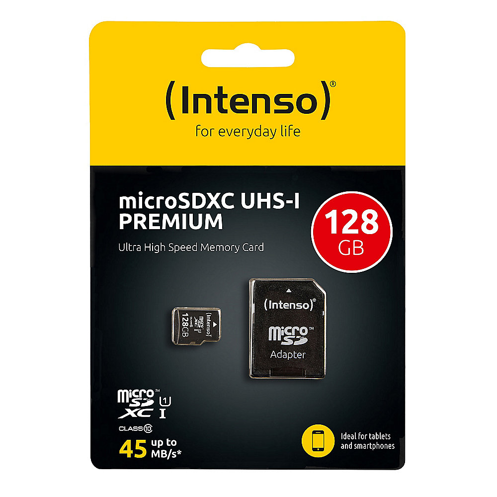Intenso 128 GB microSDXC Speicherkarte (45 MB/s, Class 10, UHS-I)