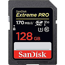 SanDisk Extreme Pro 128 GB SDXC Speicherkarte (bis 170 MB/s, Class 10, U3, V30)
