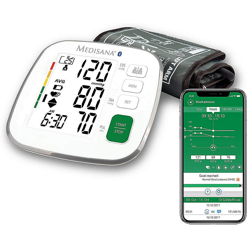 Medisana BU 540 connect Smartes Oberarm-Blutdruckmessgerät weiß