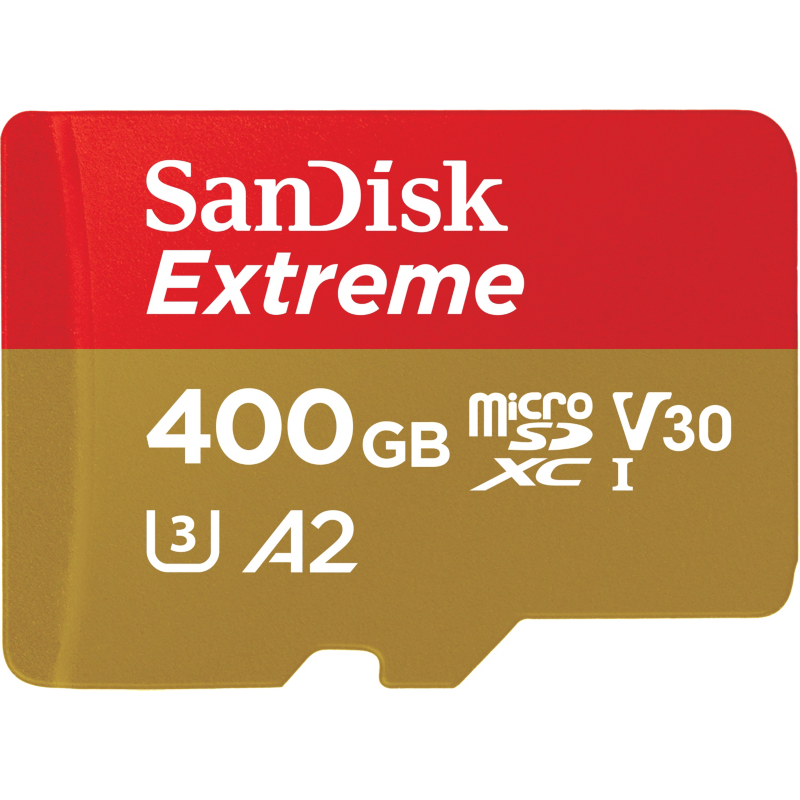 Sandisk  Extreme 400GB microSDXC Speicherkarte Kit bis 160MB/s, C10, U3, V30, A2 | 00619659165697