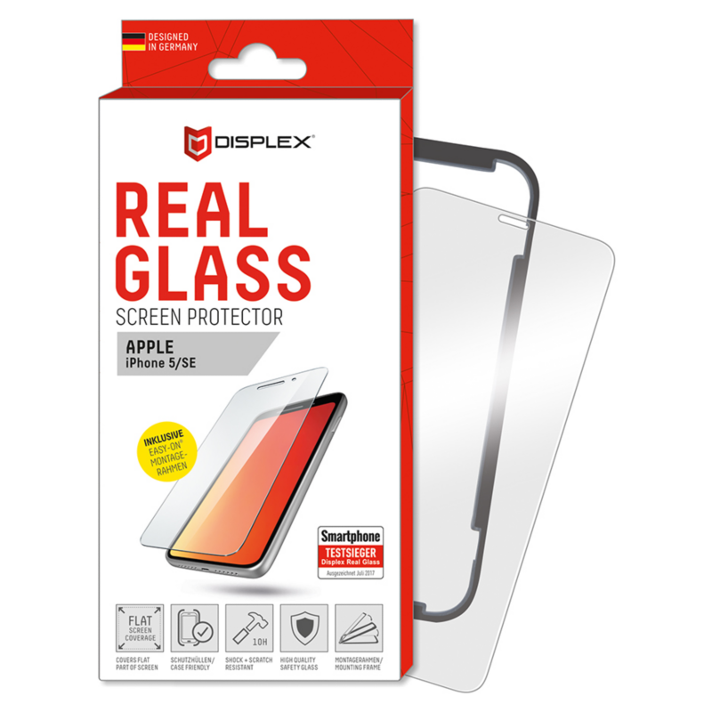 Displex  Displayschutz Real Glass + Frame für Apple iPhone 5/SE | 04028778105501